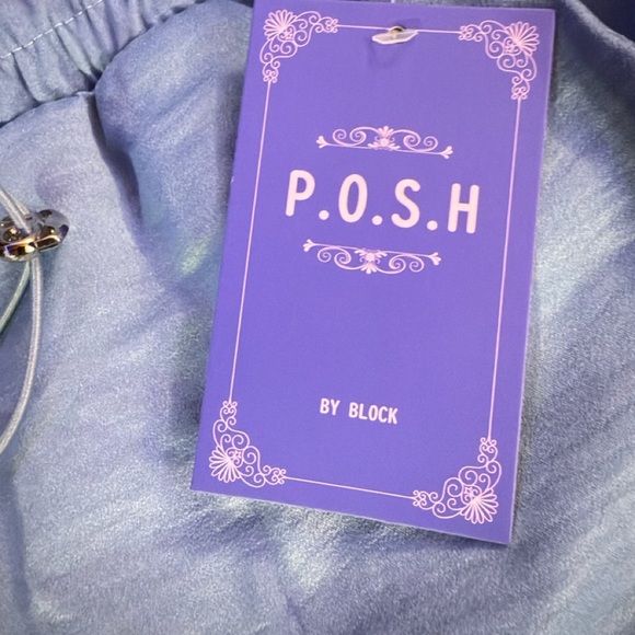 Posh Blue Wide Leg Pants with Elastic Waistband - Picture 7 of 7